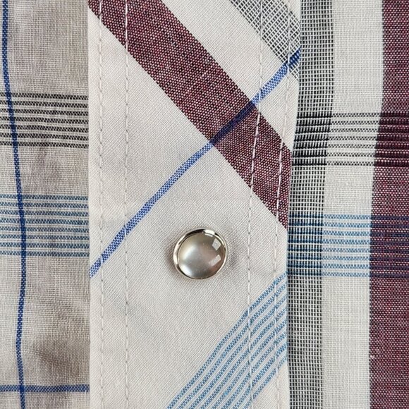 Wrangler Cowboy Cut Regular X-long Tails Single Needle Pearl Snap Plaid Shirt - Picture 5 of 16